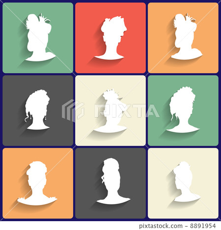 Vector Flat Icons Set of Female Silhouettes Vector Flat Icons Set of Female Silhouettes 8891954
