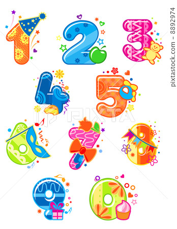 Cartoon digits and numbers with toys Cartoon digits and numbers with toys 8892974
