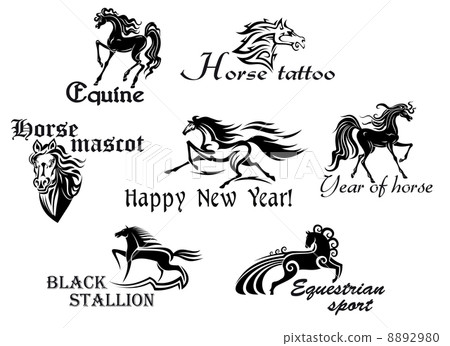 Black horses mascots Black horses mascots 8892980