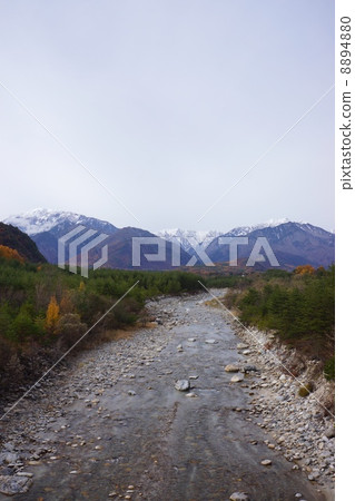 Kashima River and North Alps in early winter 8894880