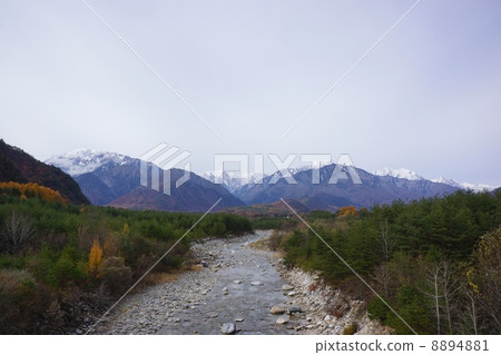 Kashima River and North Alps in early winter 8894881