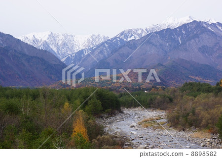 Kashima River and North Alps in early winter 8898582