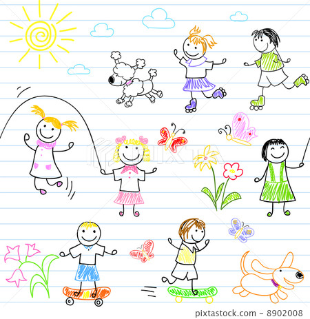 Seamless background with happy friends 8902008