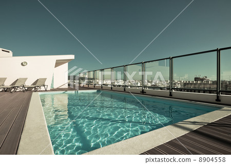 Outdoor swimming pool at the House roof Outdoor swimming pool at the House roof 8904558