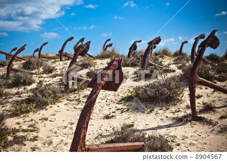 Cemetery of the old anchors, Portugal ocean coast Cemetery of the old anchors, Portugal ocean coast 8904567