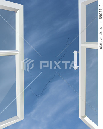 opened window to the blue sky 8905141