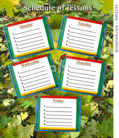 schedule of lessons for a week isolated schedule of lessons for a week isolated 8905142