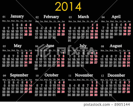 beautiful black calendar for 2014 year 8905144