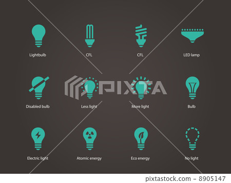 Light bulb and CFL lamp icons. Light bulb and CFL lamp icons. 8905147