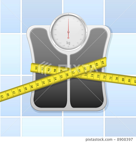 bathroom scale with measure tape 8908397