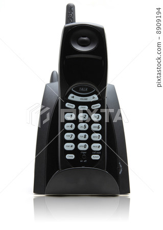 isolated black vordless phone on white with its reflection isolated black vordless phone on white with its reflection 8909194