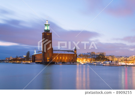 Stockholm City Hall at dusk Sweden Stockholm City Hall at dusk Sweden 8909255