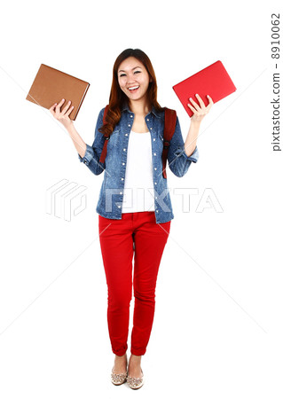 Portrait of young Asian student, isolated on white background 8910062