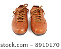 Brown leather mens shoes on white background. 8910170