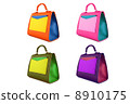 Set of multicolored female bags on a white background 8910175