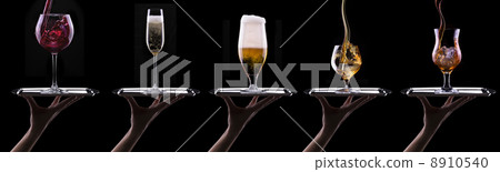 alcohol drinks set isolated on a black 8910540