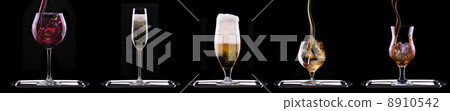 alcohol drinks set isolated on a black 8910542