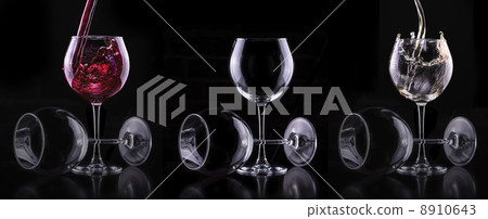 Elegant white wine glass in black background 8910643