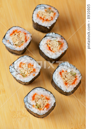 sushi rolls with tobico and pancake sushi rolls with tobico and pancake 8910805