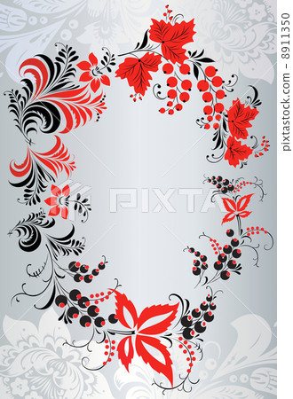 Floral patterns in Russian style Khokhloma 8911350