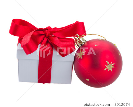 christmas gift boxe with red ball 8912074