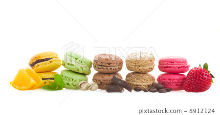 row  of macaroons with ingredients 8912124