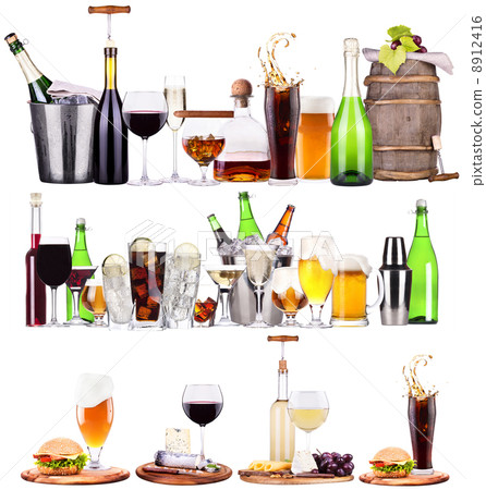 Set of different alcoholic drinks and cocktails 8912416