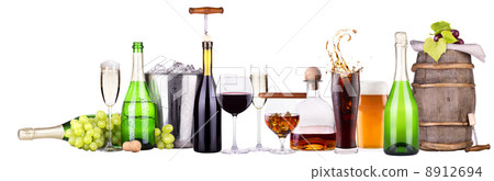Set of different alcoholic drinks and food Set of different alcoholic drinks and food 8912694