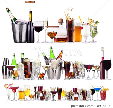 Set of different alcoholic drinks and cocktails 8913195
