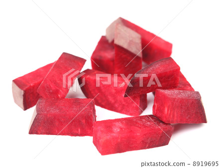 Chopped segments of beet root. Chopped segments of beet root. 8919695
