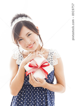 A woman with a present 8919757
