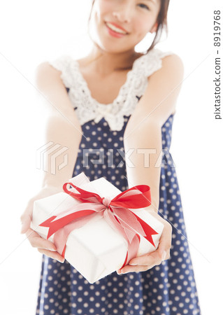 A woman with a present 8919768