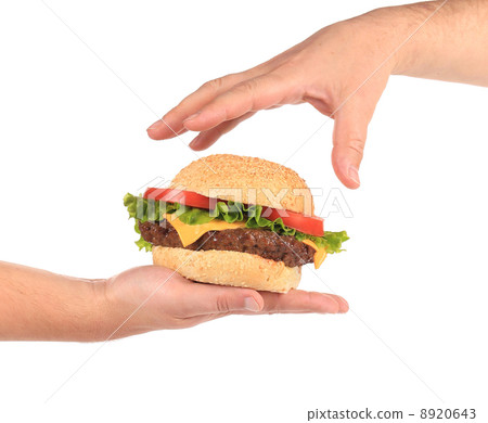Tasty sandwich in hands. 8920643