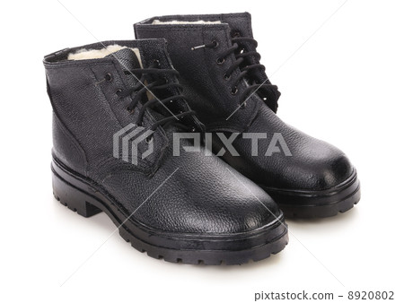 Pair of leather black boots. Pair of leather black boots. 8920802