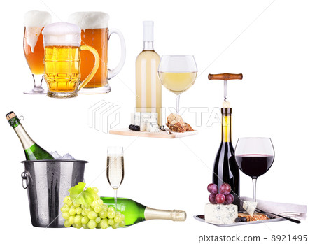 champagne, red and white wine,beer champagne, red and white wine,beer 8921495