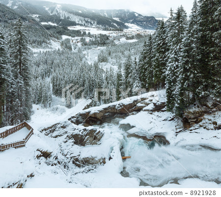 Alps waterfall winter view Alps waterfall winter view 8921928