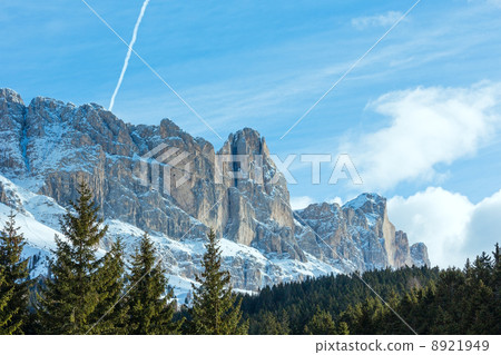 Beautiful winter rocky mountain landscape (Great Dolomites Road) 8921949