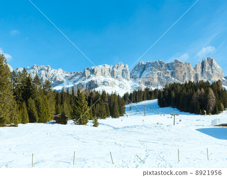 Beautiful winter rocky mountain landscape (Great Dolomites Road) 8921956