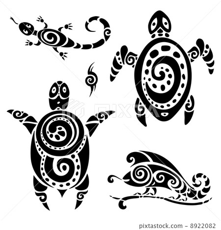 Turtle. Tribal tattoo set. Turtle. Tribal tattoo set. 8922082