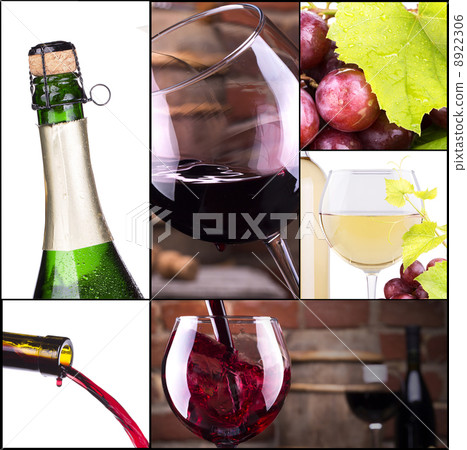 red and white wine with champagne collage red and white wine with champagne collage 8922306