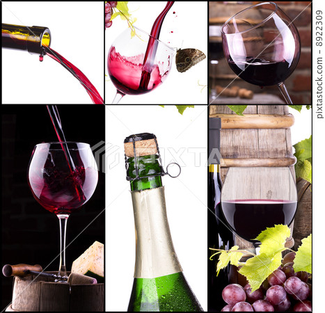 red and white wine with champagne collage red and white wine with champagne collage 8922309