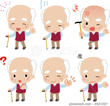 Various facial expressions of elderly men Various facial expressions of elderly men 8923307