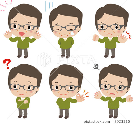 Middle-aged men's various facial expressions Middle-aged men's various facial expressions 8923310