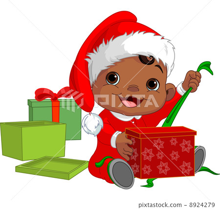 Christmas baby open gift 8924279