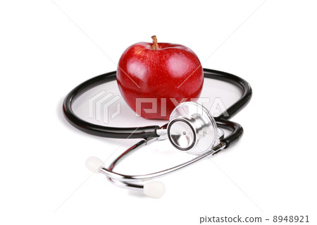 red gala apple with stethoscope 8948921