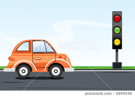 traffic signal with car on road traffic signal with car on road 8949548