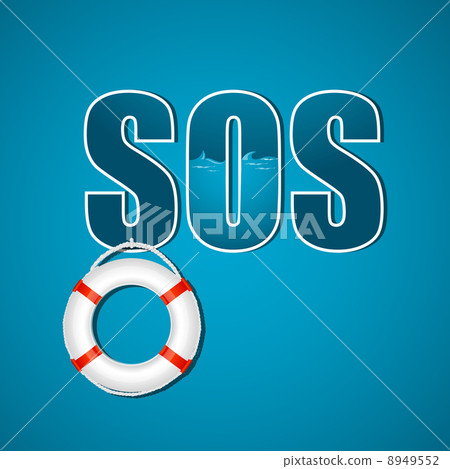 sos text with lifebuoy 8949552