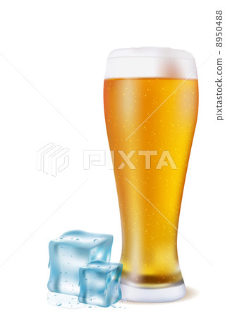 beer glass with ice cubes beer glass with ice cubes 8950488