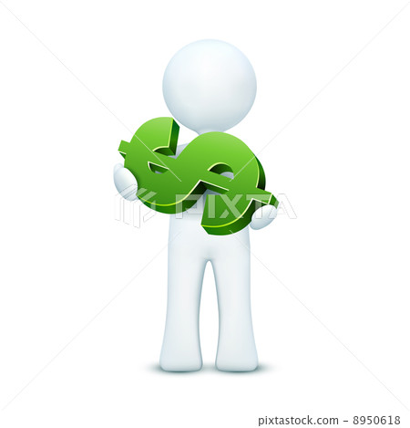 3d character holding dollar 8950618