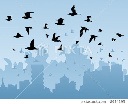 Birds over a city Birds over a city 8954195